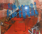 collage met blauwe strepen, 2004, afm. 50x40